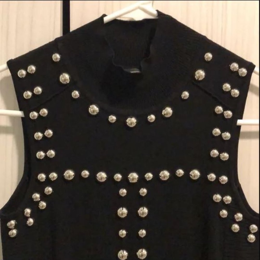 INC Mock Turtleneck Black Sleeveless Dress  with Silver Studs - XXL - Picture 8 of 13